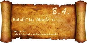 Boháts Abbás névjegykártya